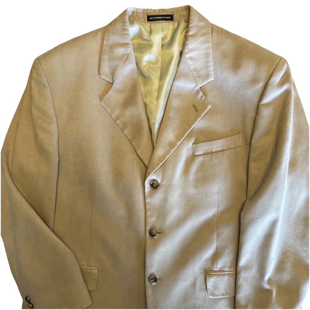 Bill Blass Micro Suede Sport Coat Mens 42S 3-Button Polyester Blazer Suit Jacket